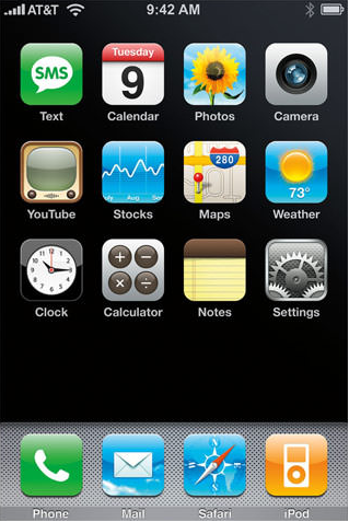 Главный экран iPhone OS 1
