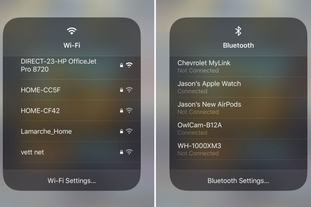 Быстрое подключение к Wi-Fi и Bluetooth в iOS 13