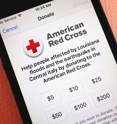 Пожертвование Красному Кресту на iPhone